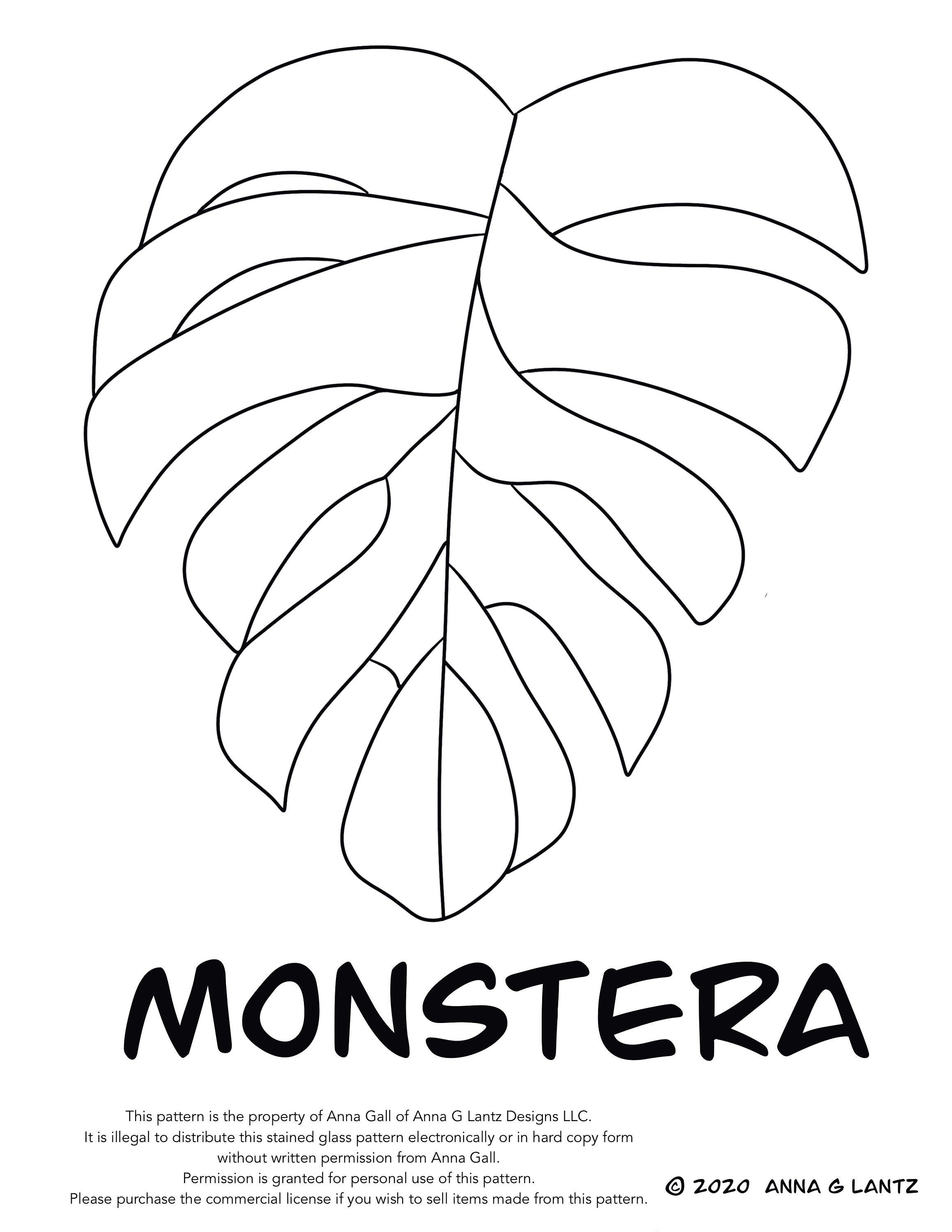 stained glass monstera leaf Personal Use Digital Monstera Stained Glass Pattern, PDF – AG Glass Studio