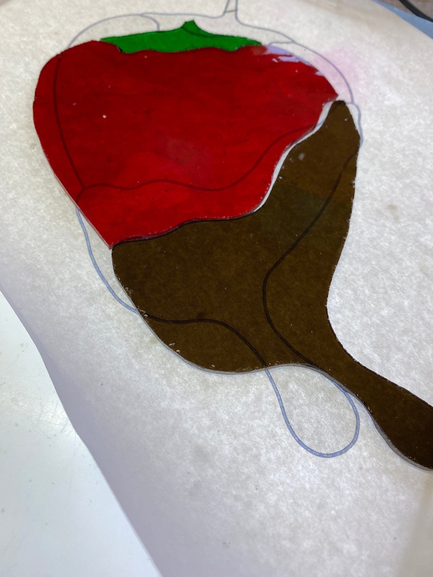 Stained Glass Strawberry Cholocate Drip Sun Catcher