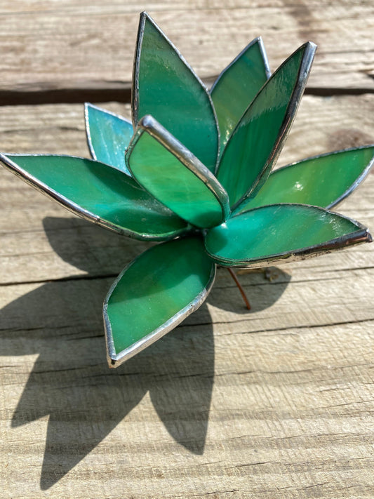 ORIGINAL Opaque Stained Glass Succulent Sculpture for plant lovers