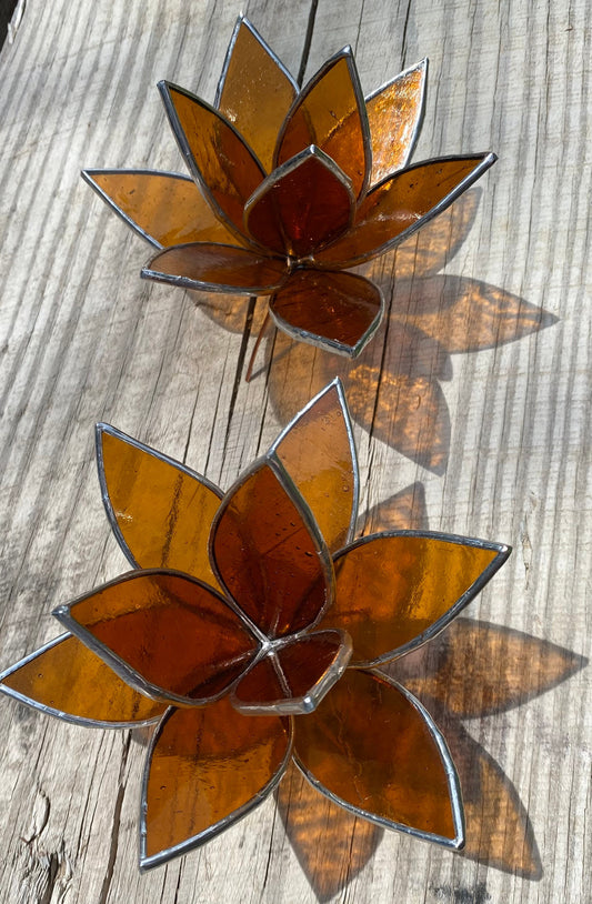 LIMITED EDITION Amber Stained Glass Fall Inspired Succulent Sculpture for plant lovers