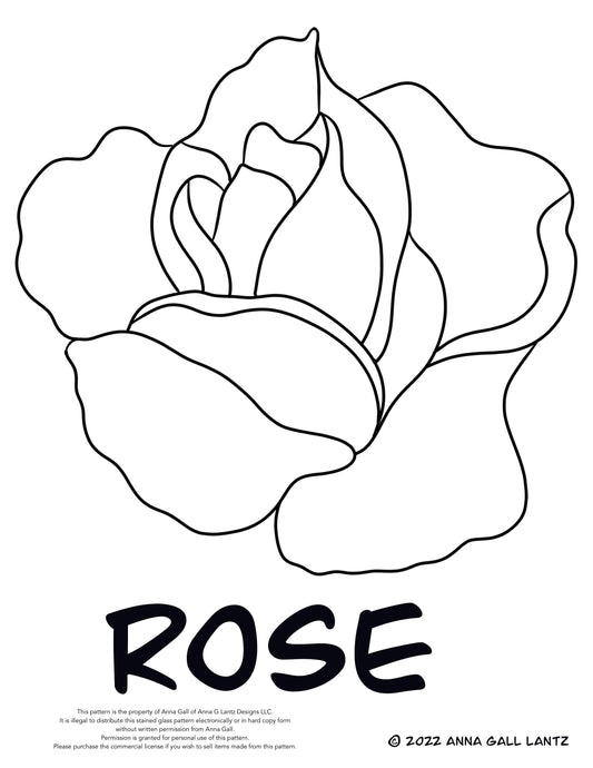 Personal Use Digital Rose Stained Glass Pattern, PDF