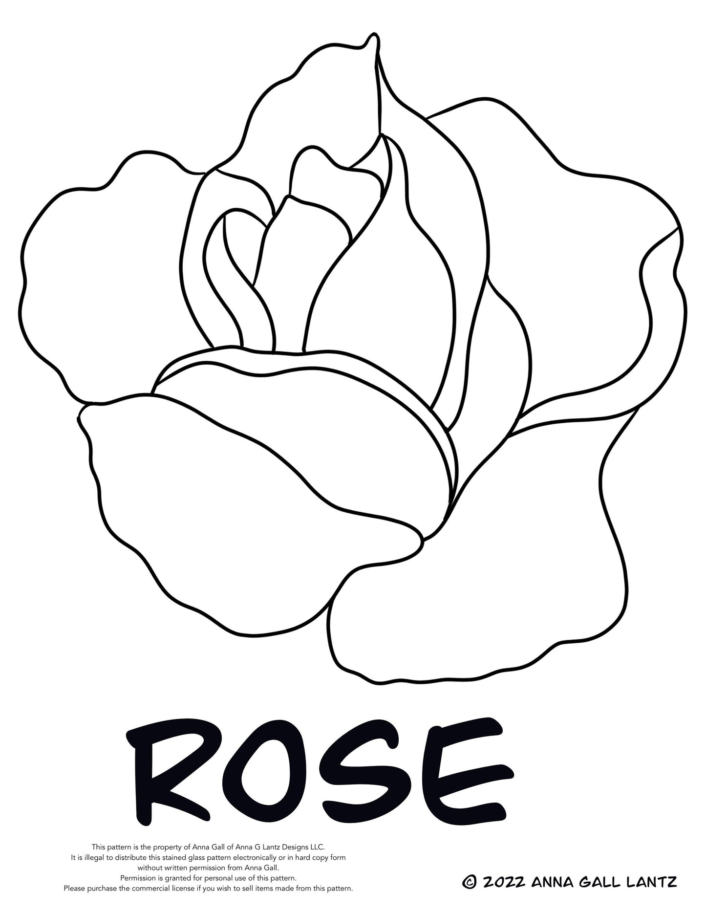 Commerical Use Digital Rose Stained Glass Pattern, PDF