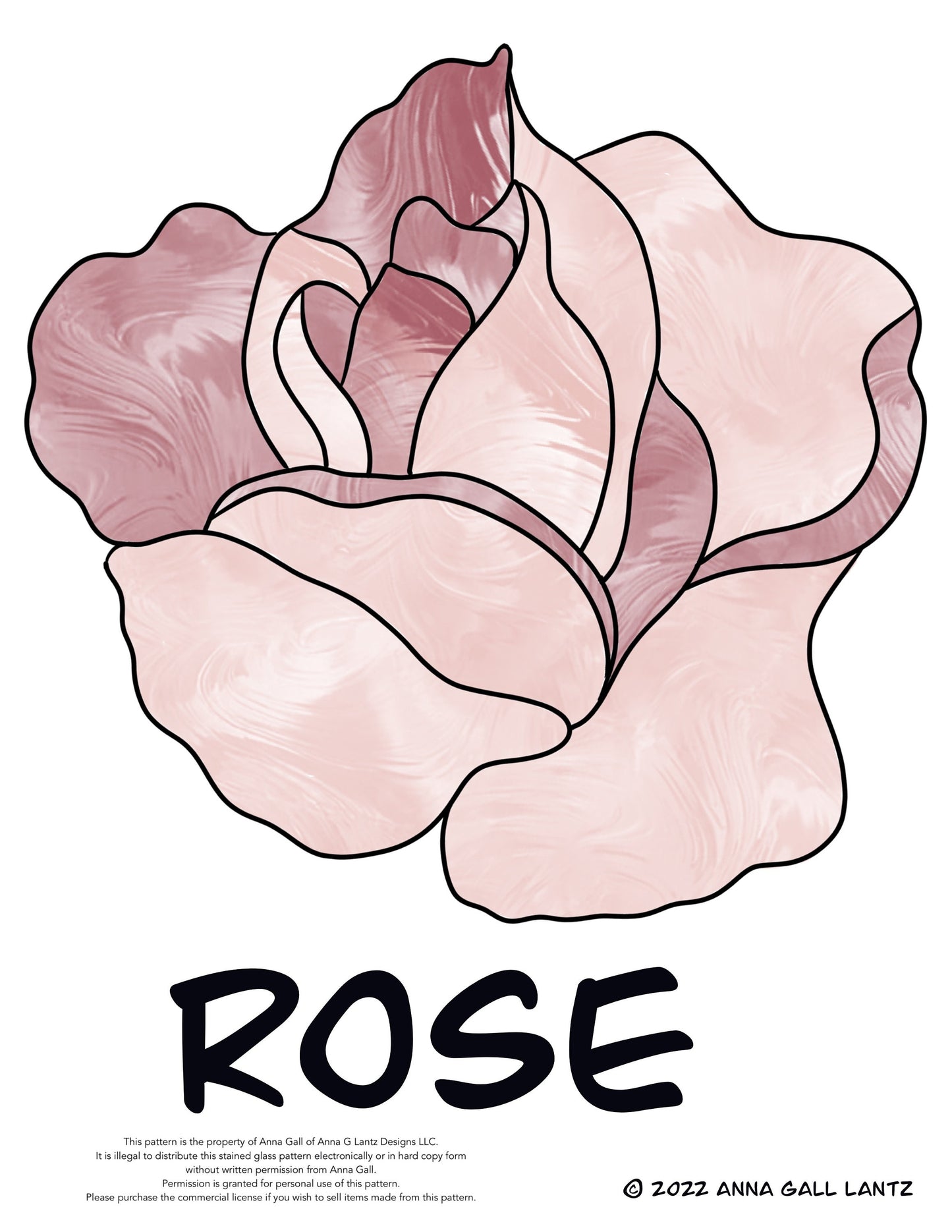 Personal Use Digital Rose Stained Glass Pattern, PDF