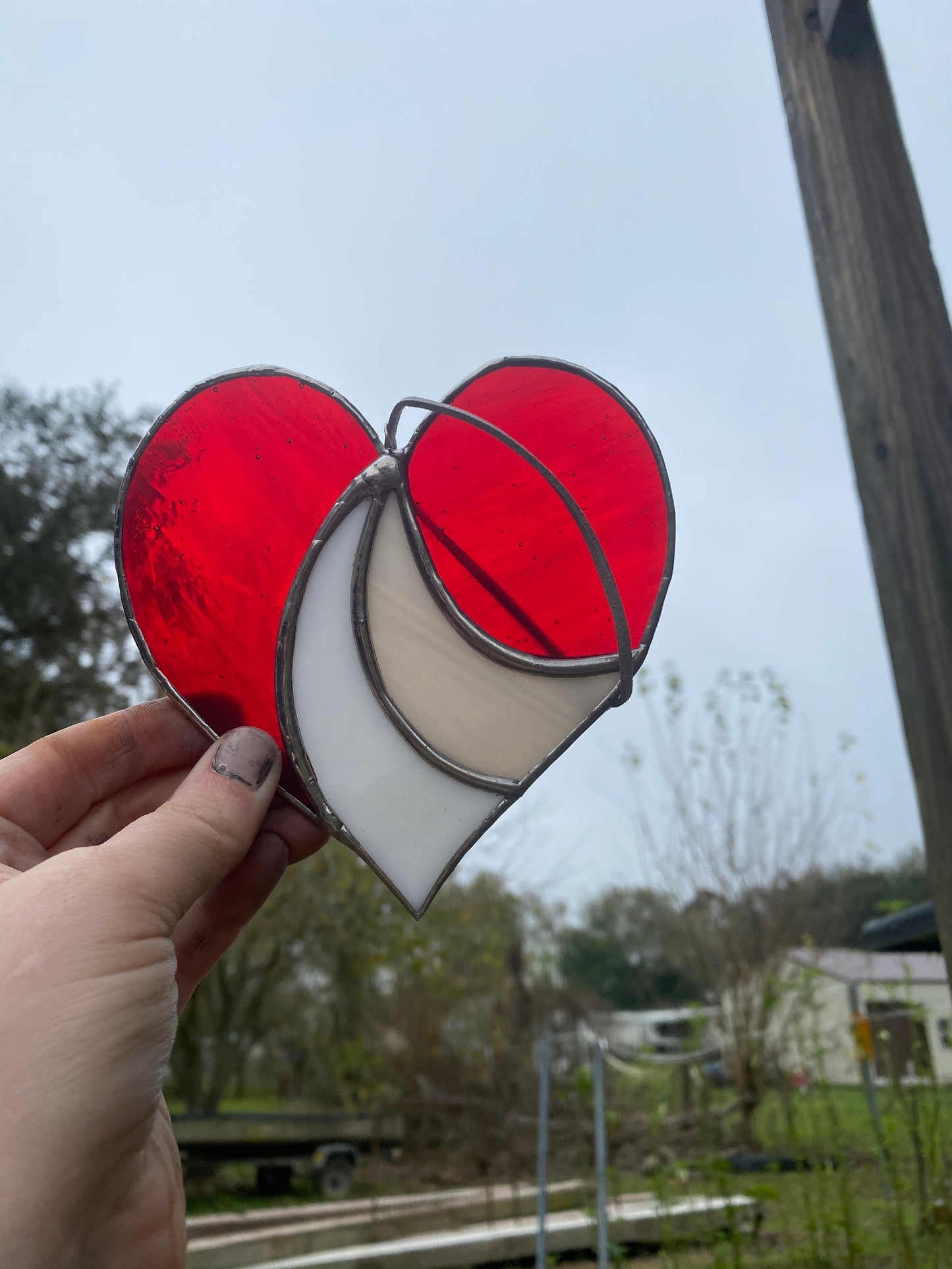 Stained Glass Pastel Heart Sun Catcher for Valentines Gift