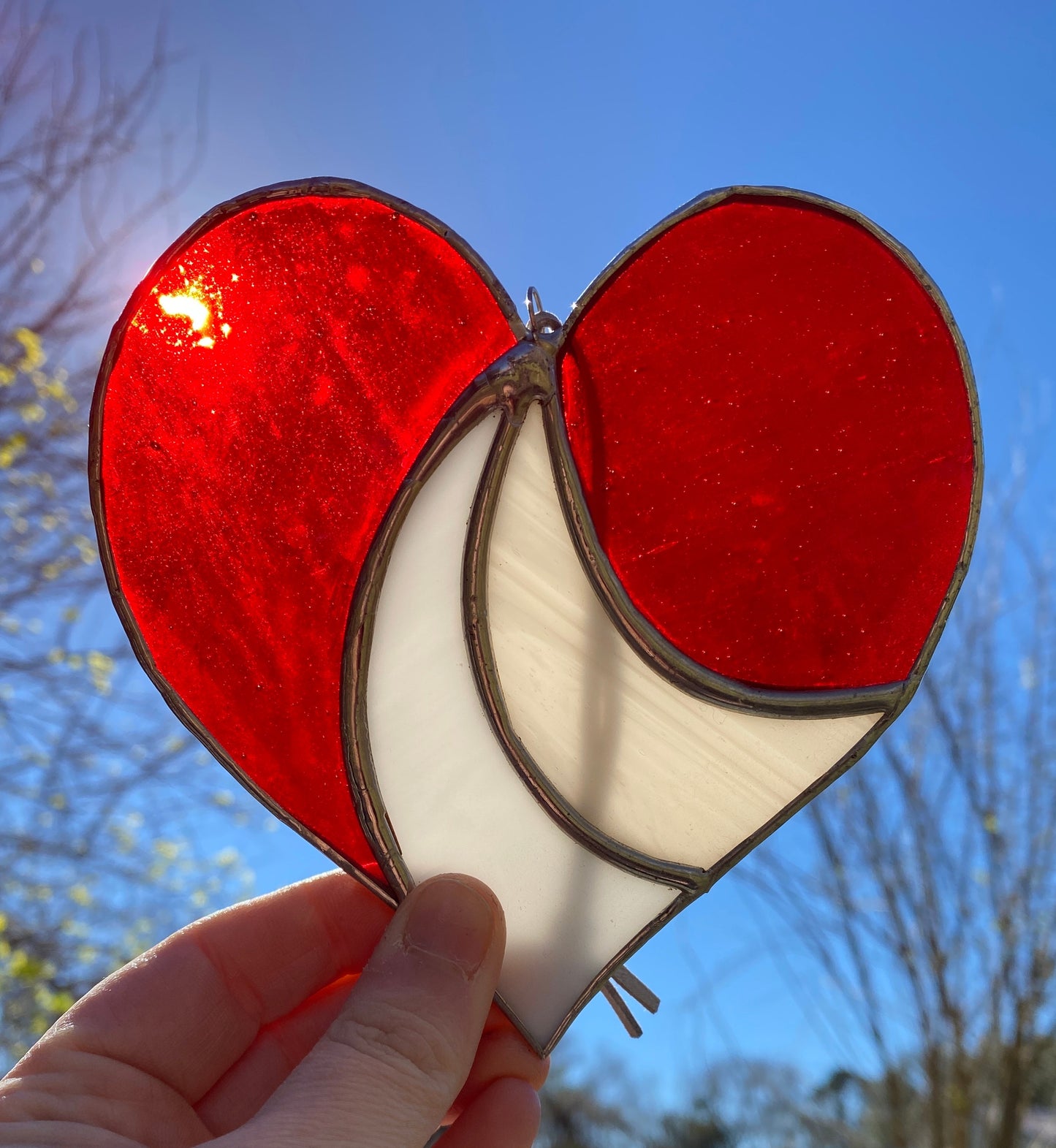 Stained Glass Pastel Heart Sun Catcher for Valentines Gift