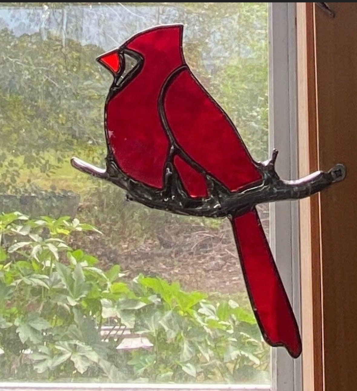 Personal Use Digital Cardinal on a Branch Stained Glass Sun Catcher Pattern, PDF