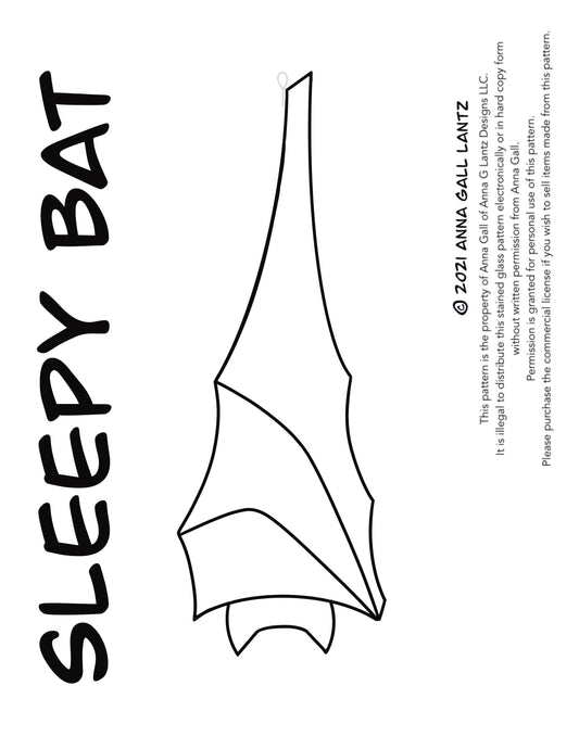 Personal Use Digital Sleepy Bat Stained Glass Sun Catcher Pattern, PDF