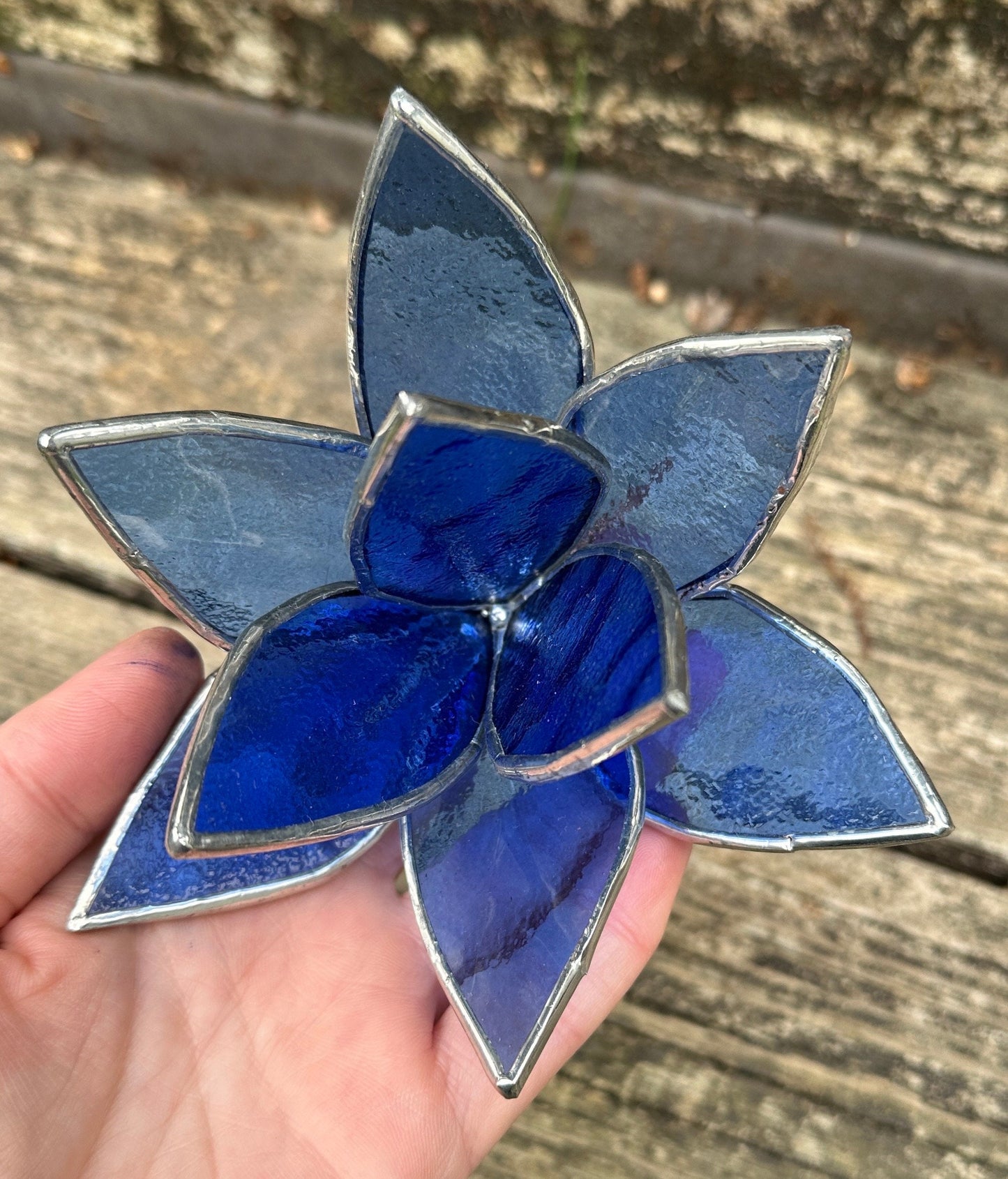 LIMITED EDITION Light Blue ORIGINAL Stained Glass Succulent