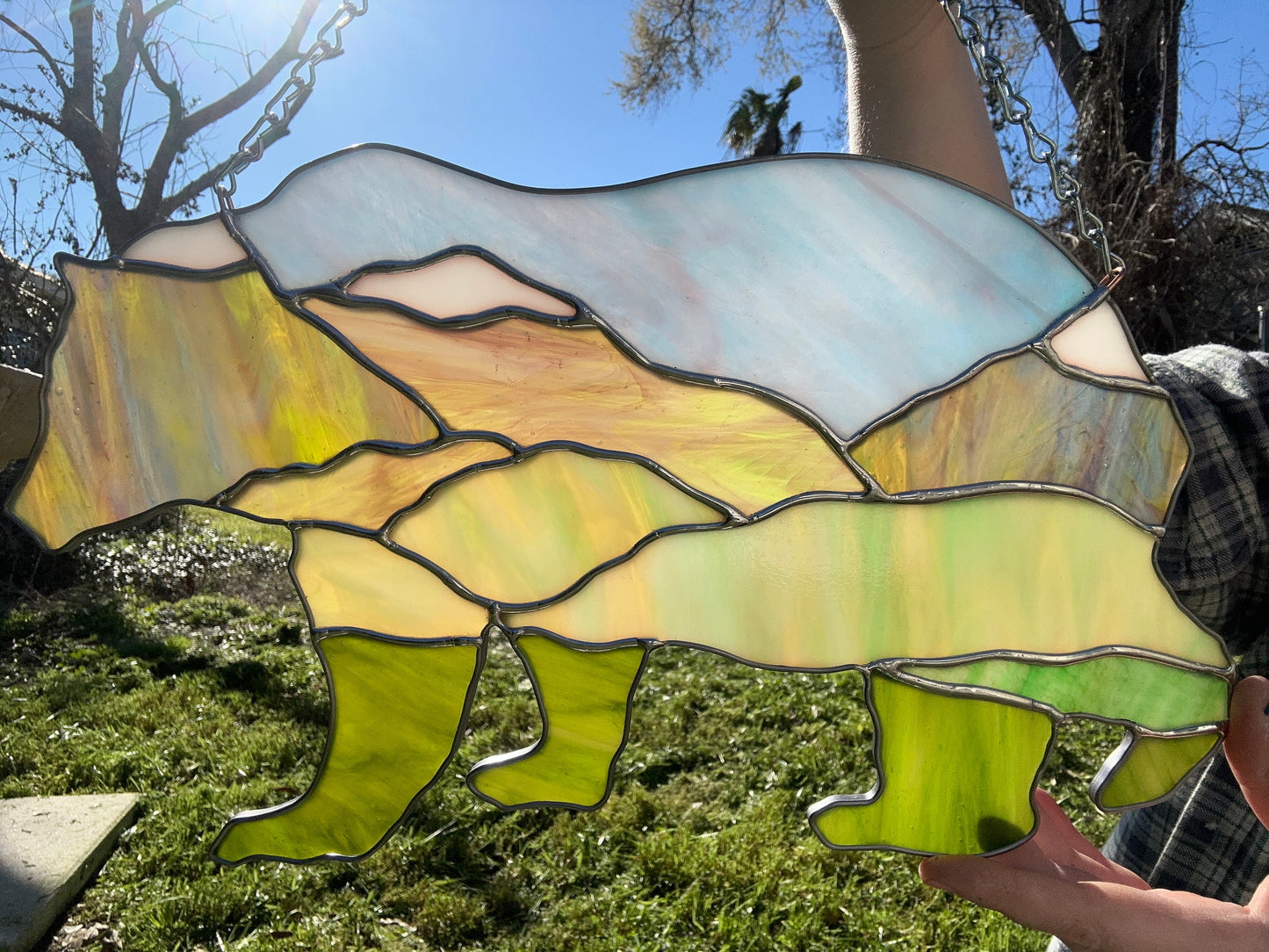 Mama Bear Stained Glass Mountains Sun Catcher