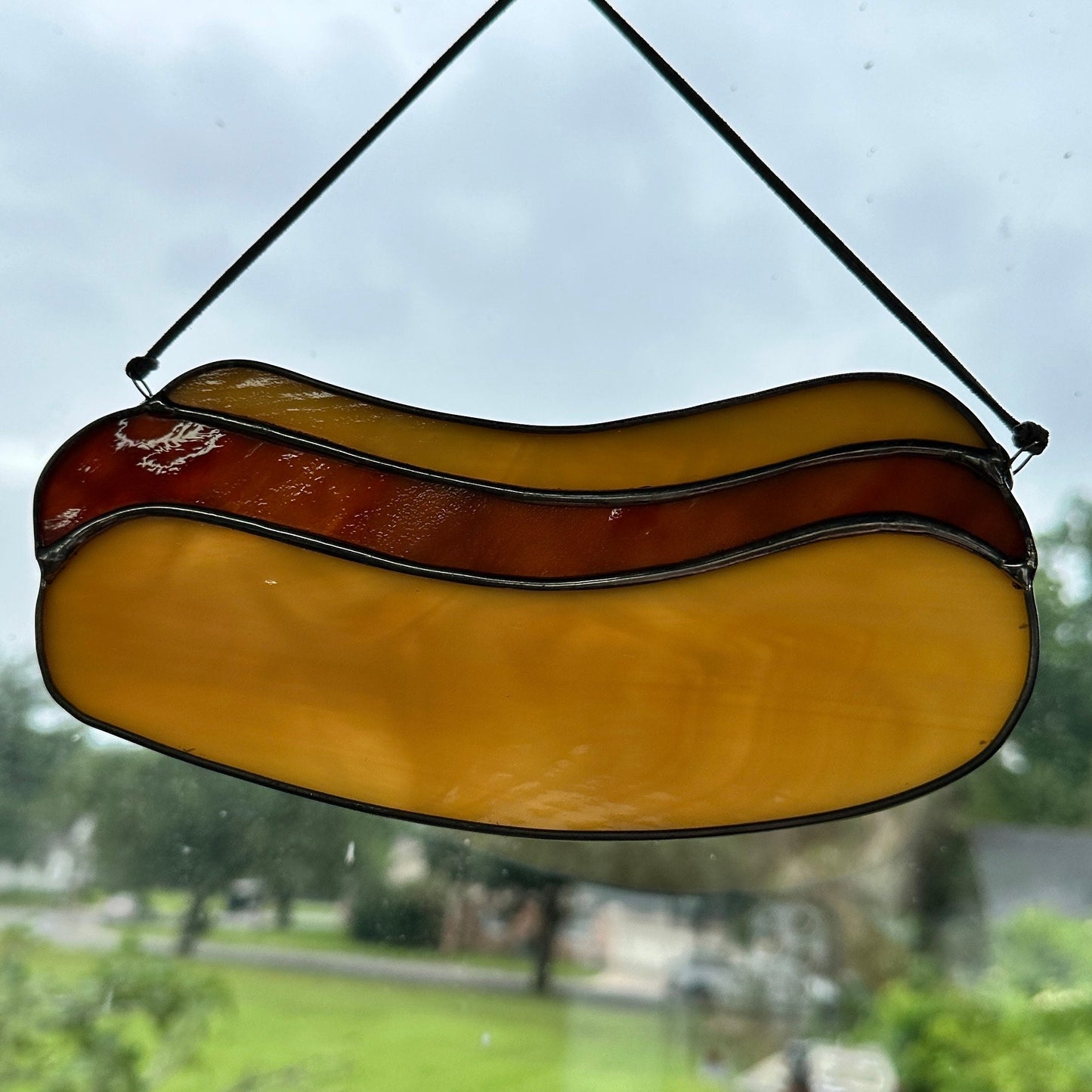 Ball Park Hot Dog Stained Glass Sun Catcher