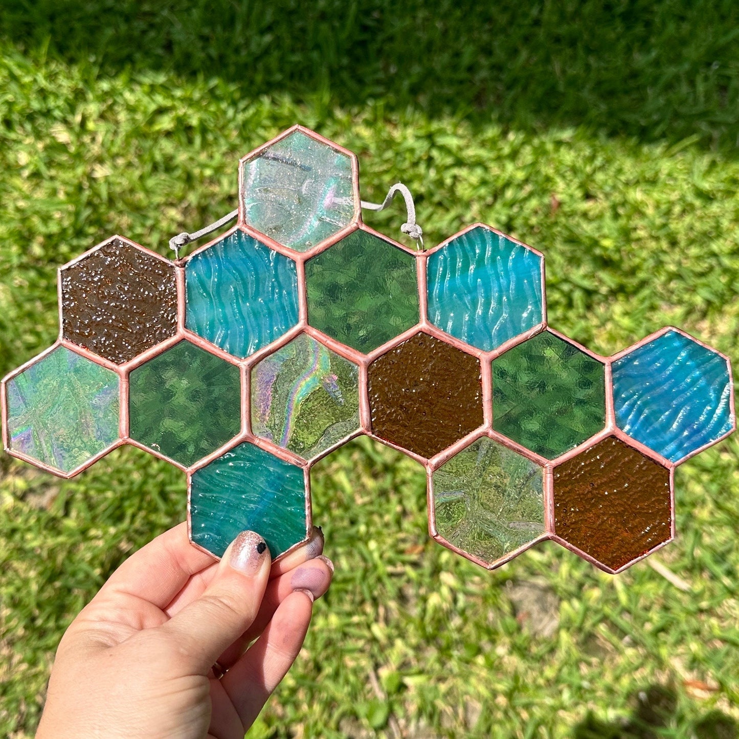 Southwest inspired Stained Glass Honeycomb sun catcher