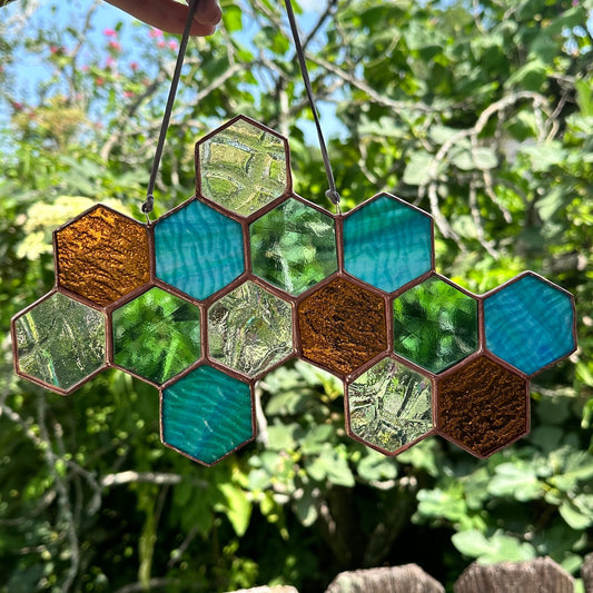 Southwest inspired Stained Glass Honeycomb sun catcher