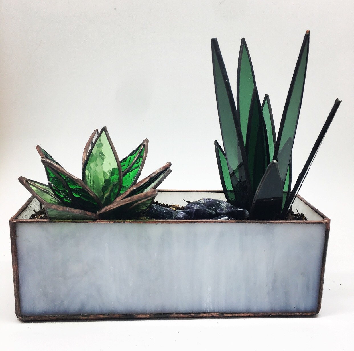 ORIGINAL Stained Glass Succulent Sculpture for plant lovers