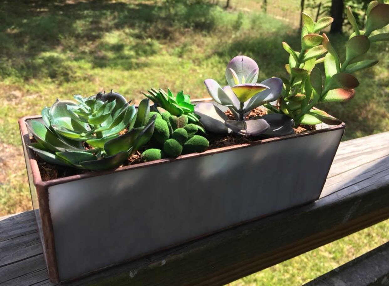 Modern Stained Glass Decorative Planter Box