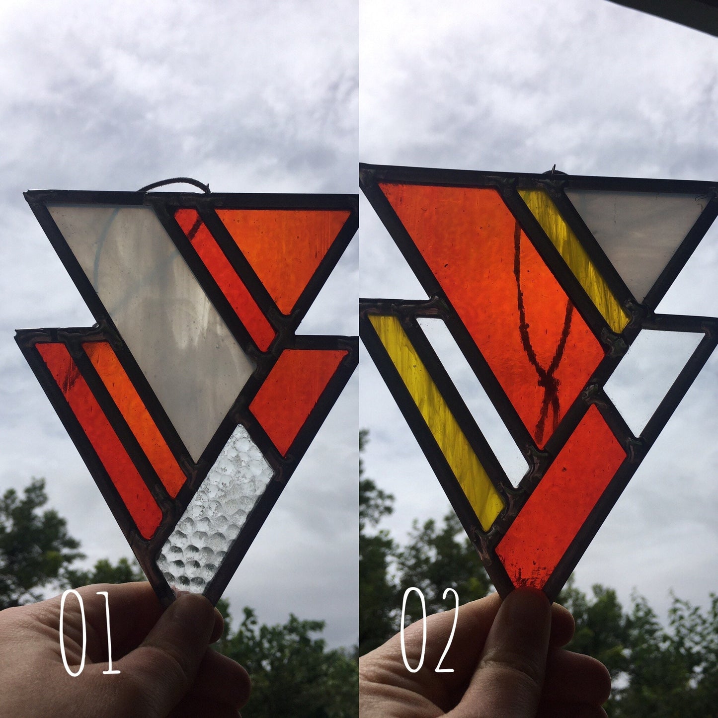 Geometric Stained Glass Sun Catcher