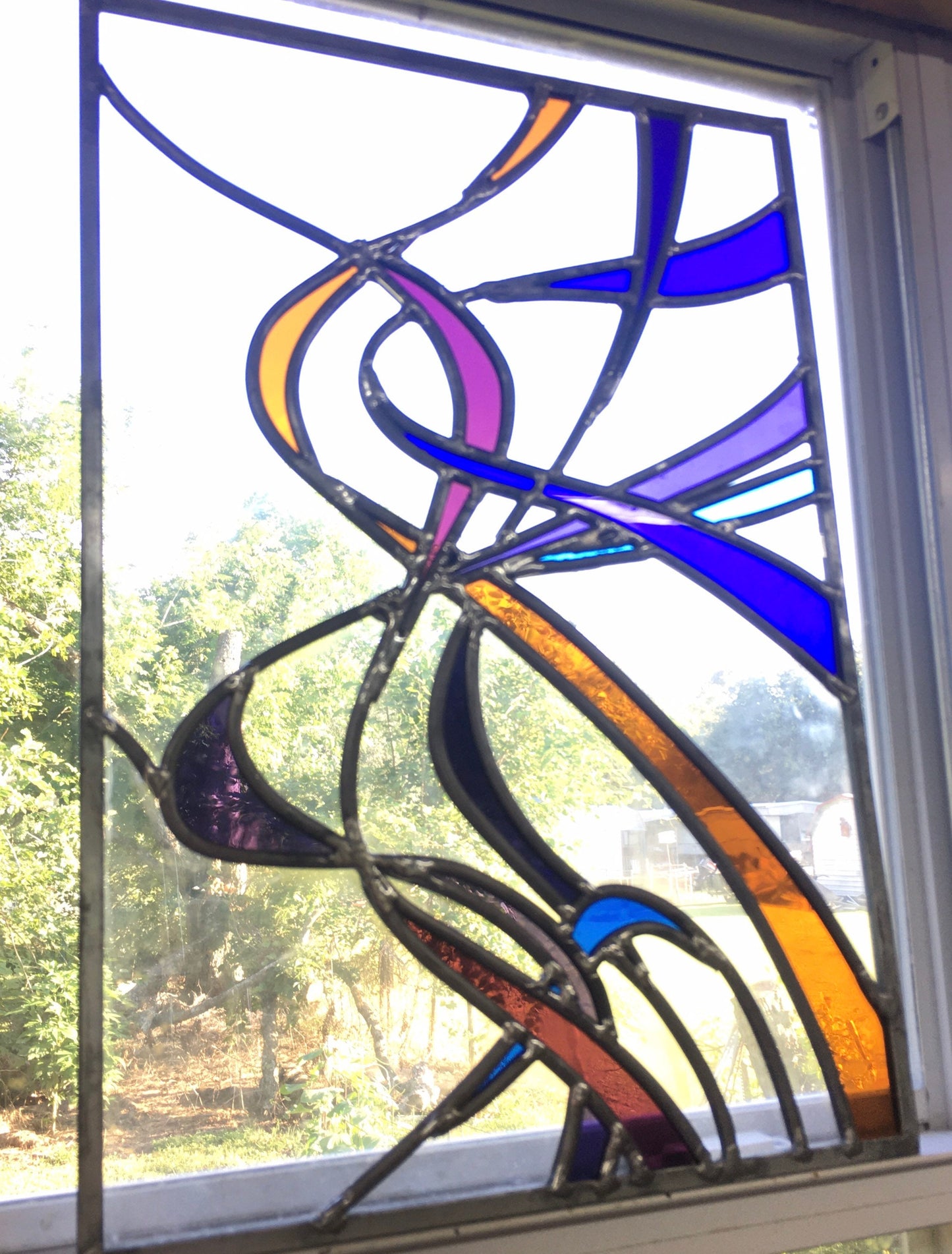 Contemporary Ribbon Stained Glass Panel