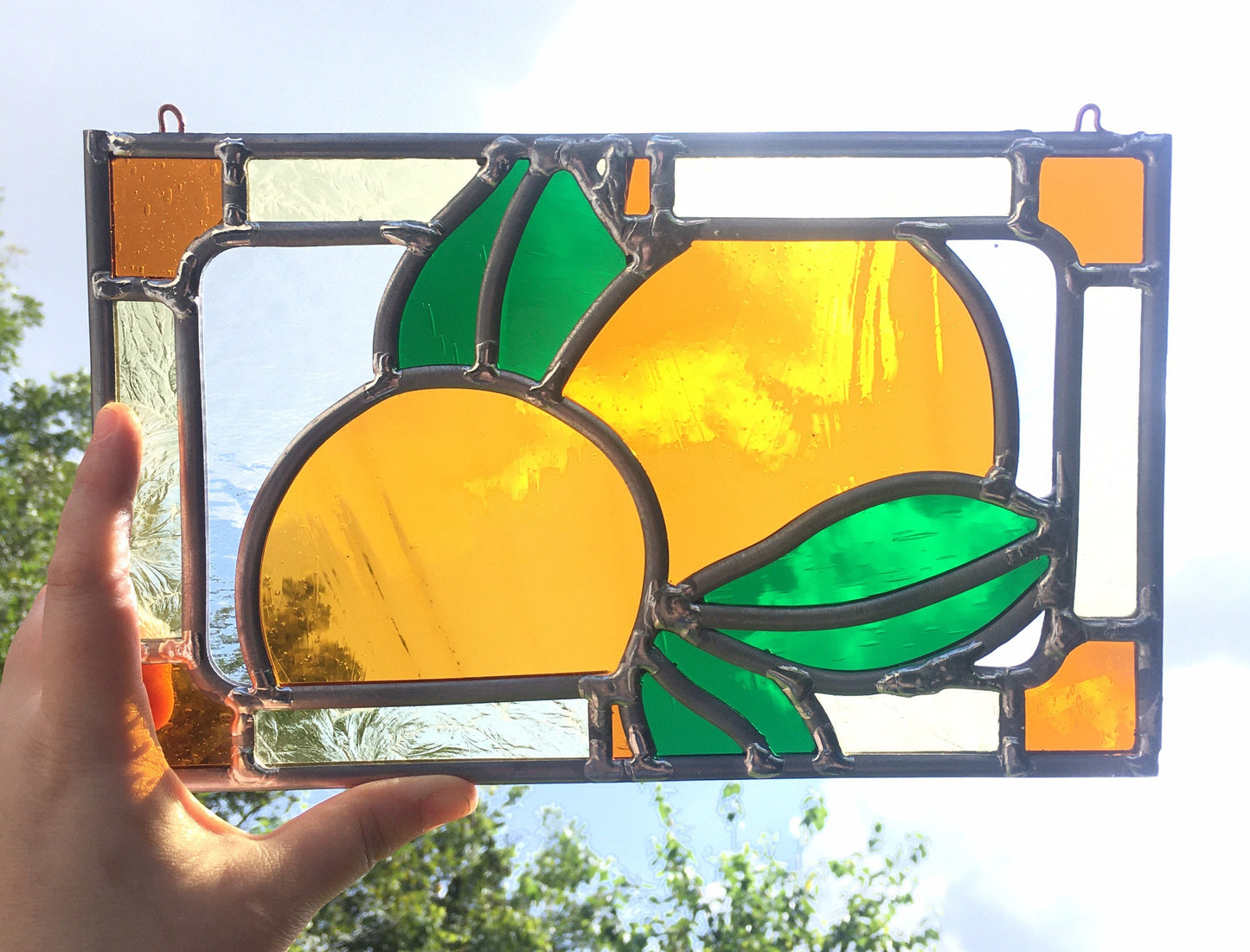 Retro Citrus Fruit Stained Glass Panel