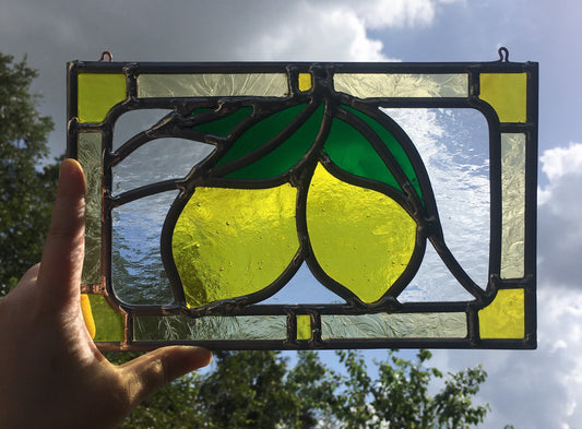 Retro Citrus Fruit Stained Glass Panel