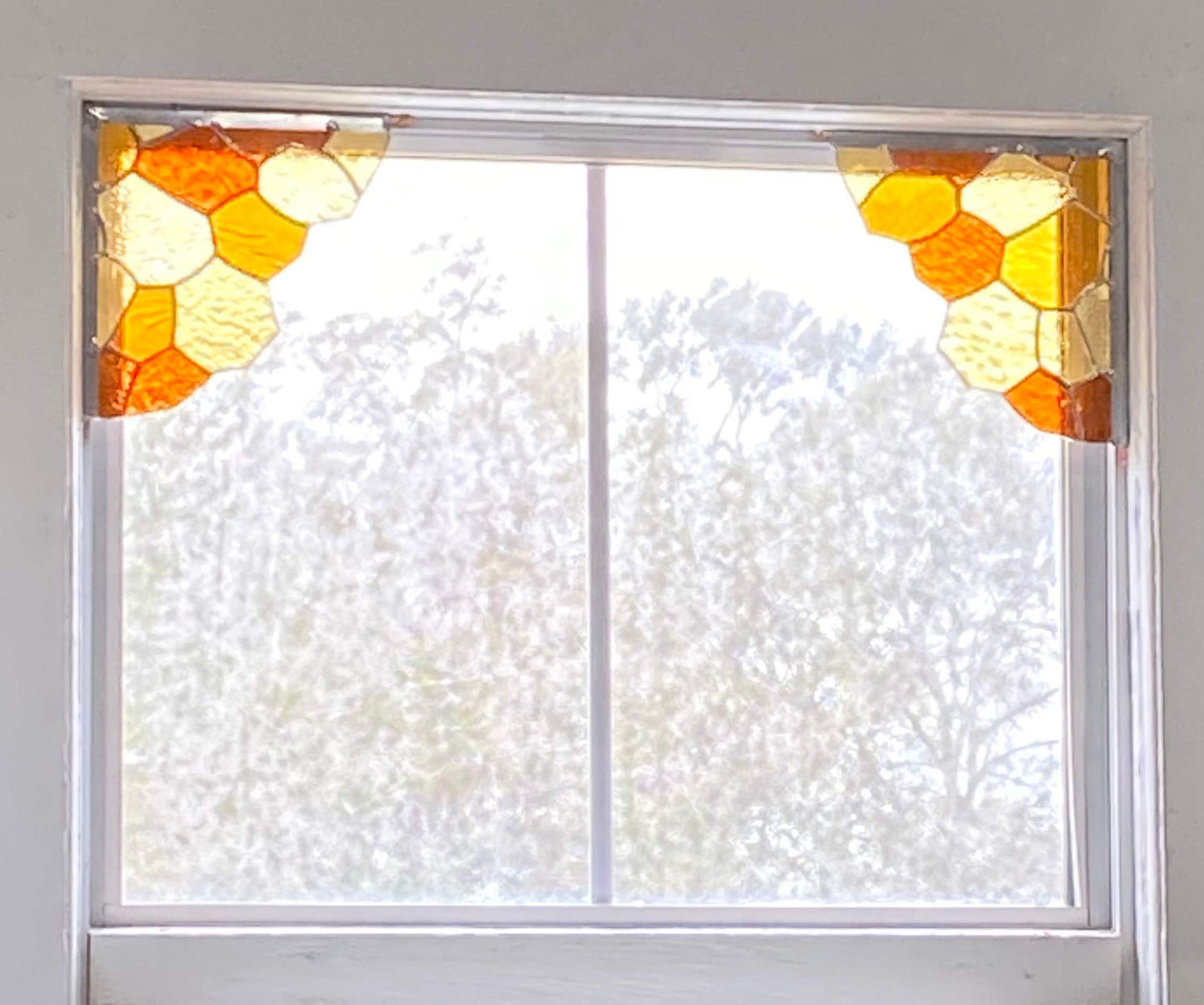 Whimsical Honeycomb Stained Glass Corner Set