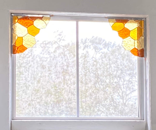 Whimsical Honeycomb Stained Glass Corner Set