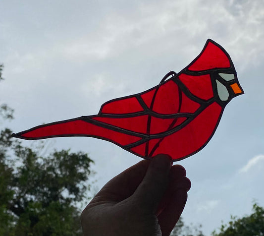 Stained Glass Cardinal, Red Bird Sun Catcher