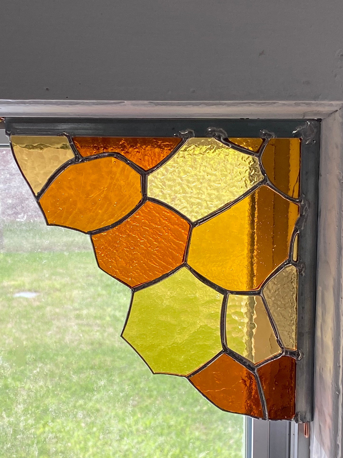 Whimsical Honeycomb Stained Glass Corner Set