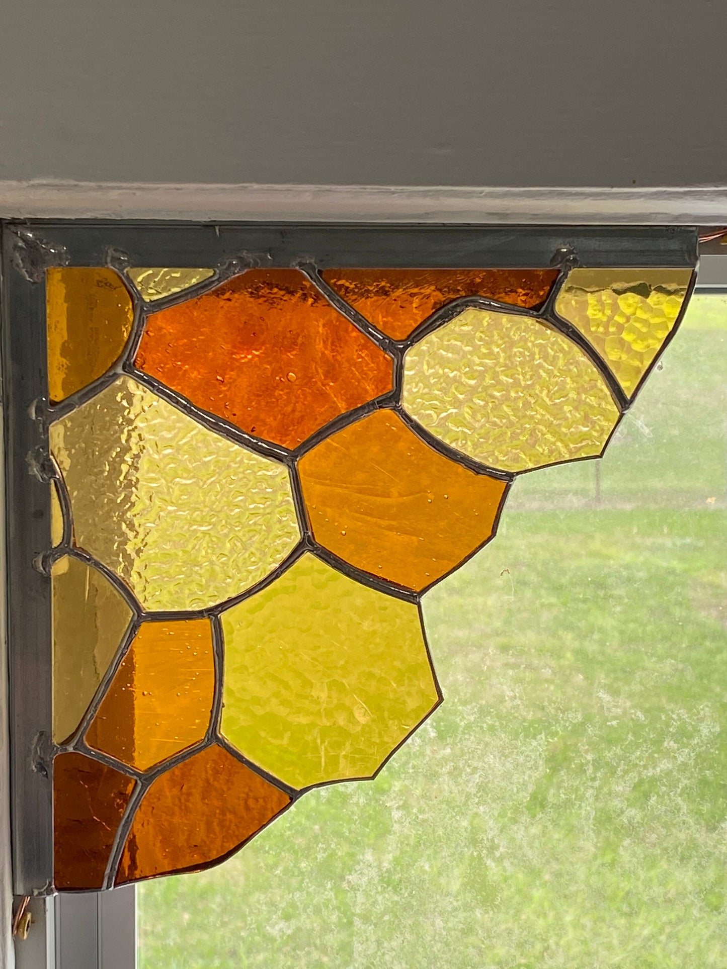 Whimsical Honeycomb Stained Glass Corner Set