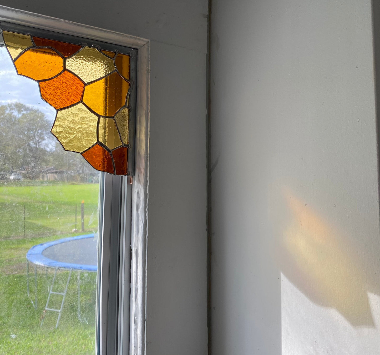 Whimsical Honeycomb Stained Glass Corner Set