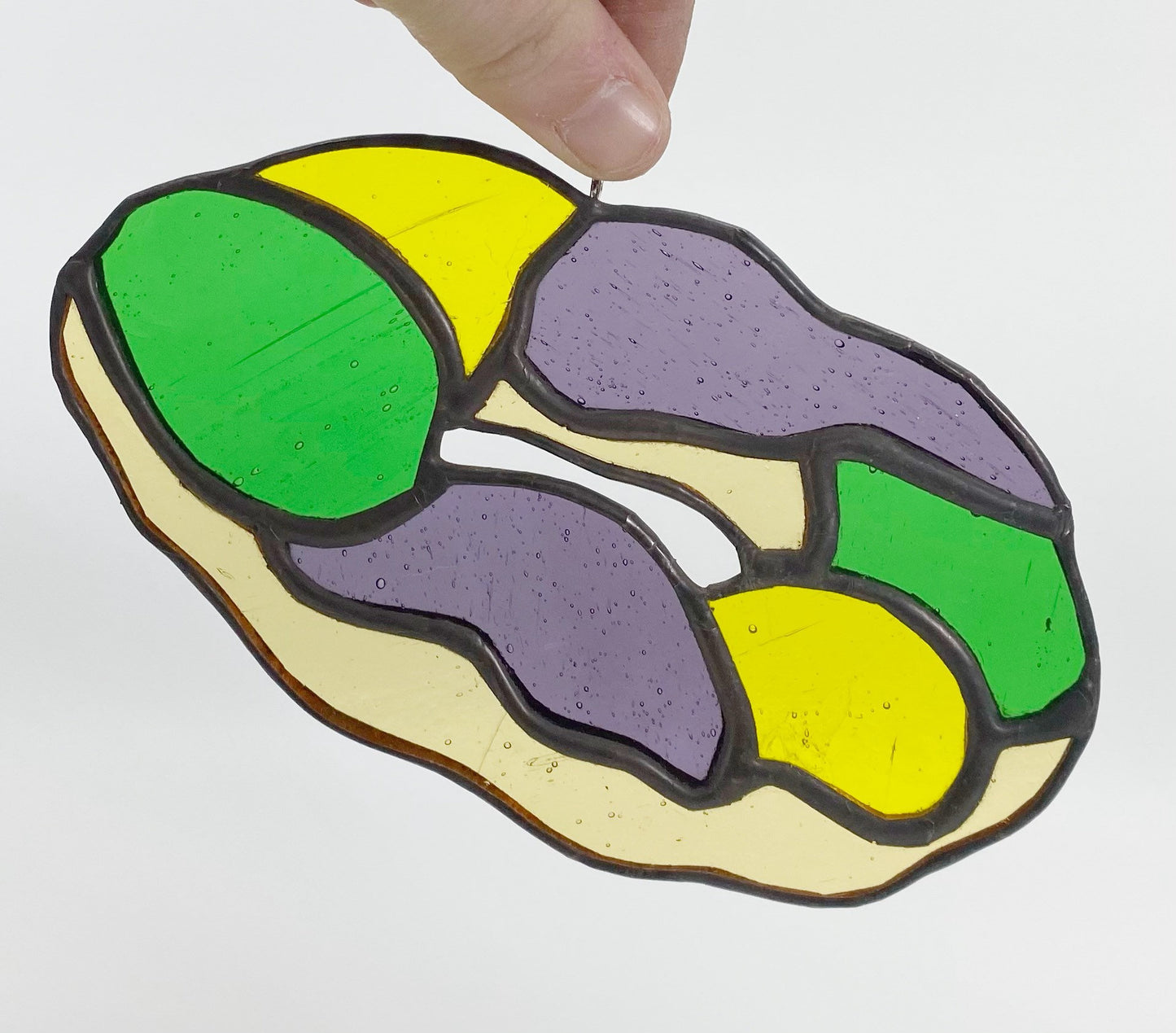 Mardi Gras King Cake Stained Glass Sun Catcher