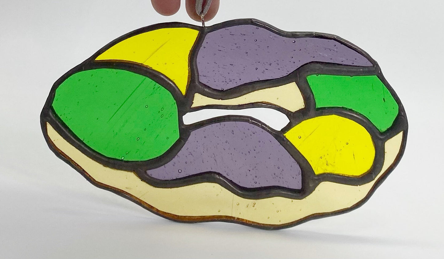 Mardi Gras King Cake Stained Glass Sun Catcher