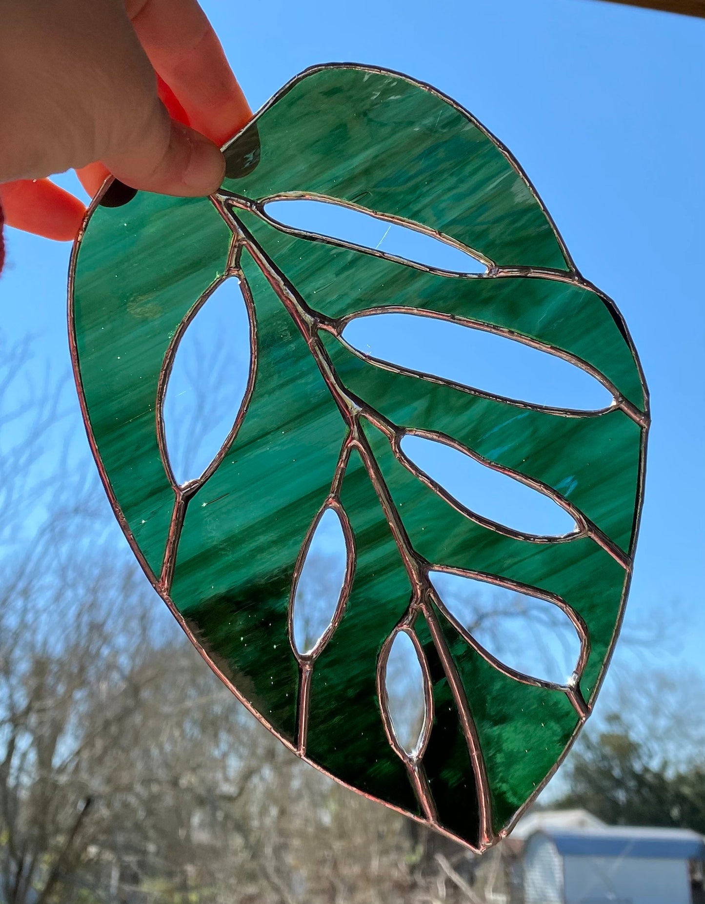 Monstera Adansonii Swiss Cheese Stained Glass Sun Catcher