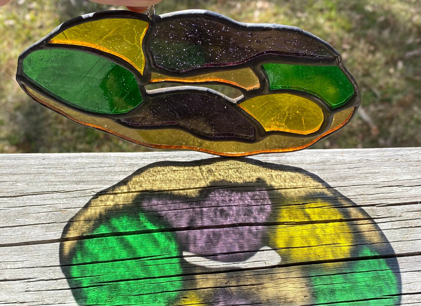 Mardi Gras King Cake Stained Glass Sun Catcher