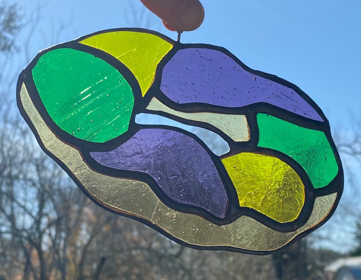 Mardi Gras King Cake Stained Glass Sun Catcher