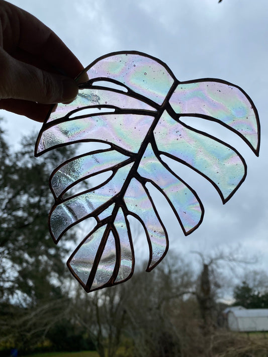 Monstera Deliciosa Iridescent Stained Glass Monstera