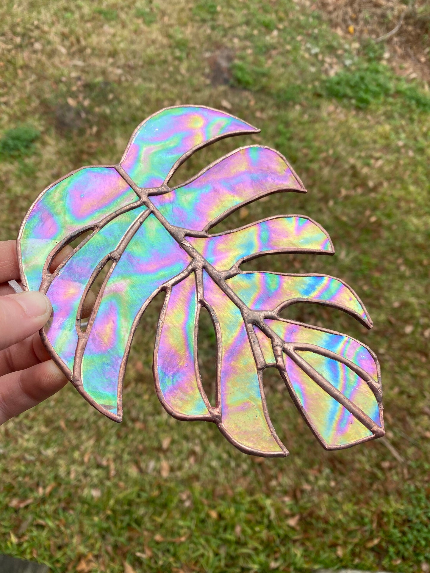 Monstera Deliciosa Iridescent Stained Glass Monstera