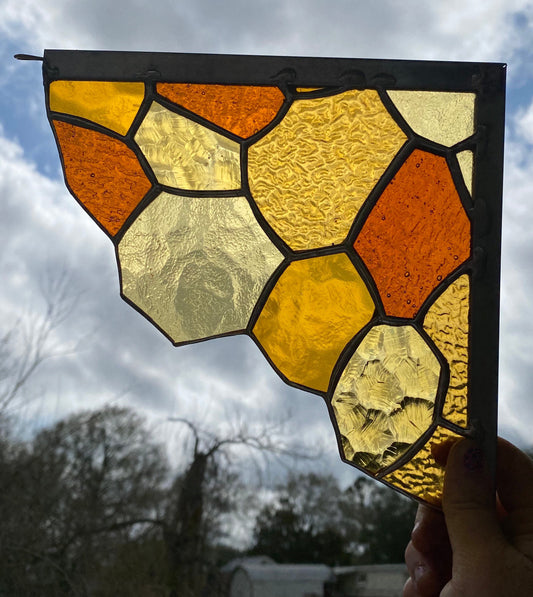 Whimsical Honeycomb Stained Glass Spinner Corner, Single