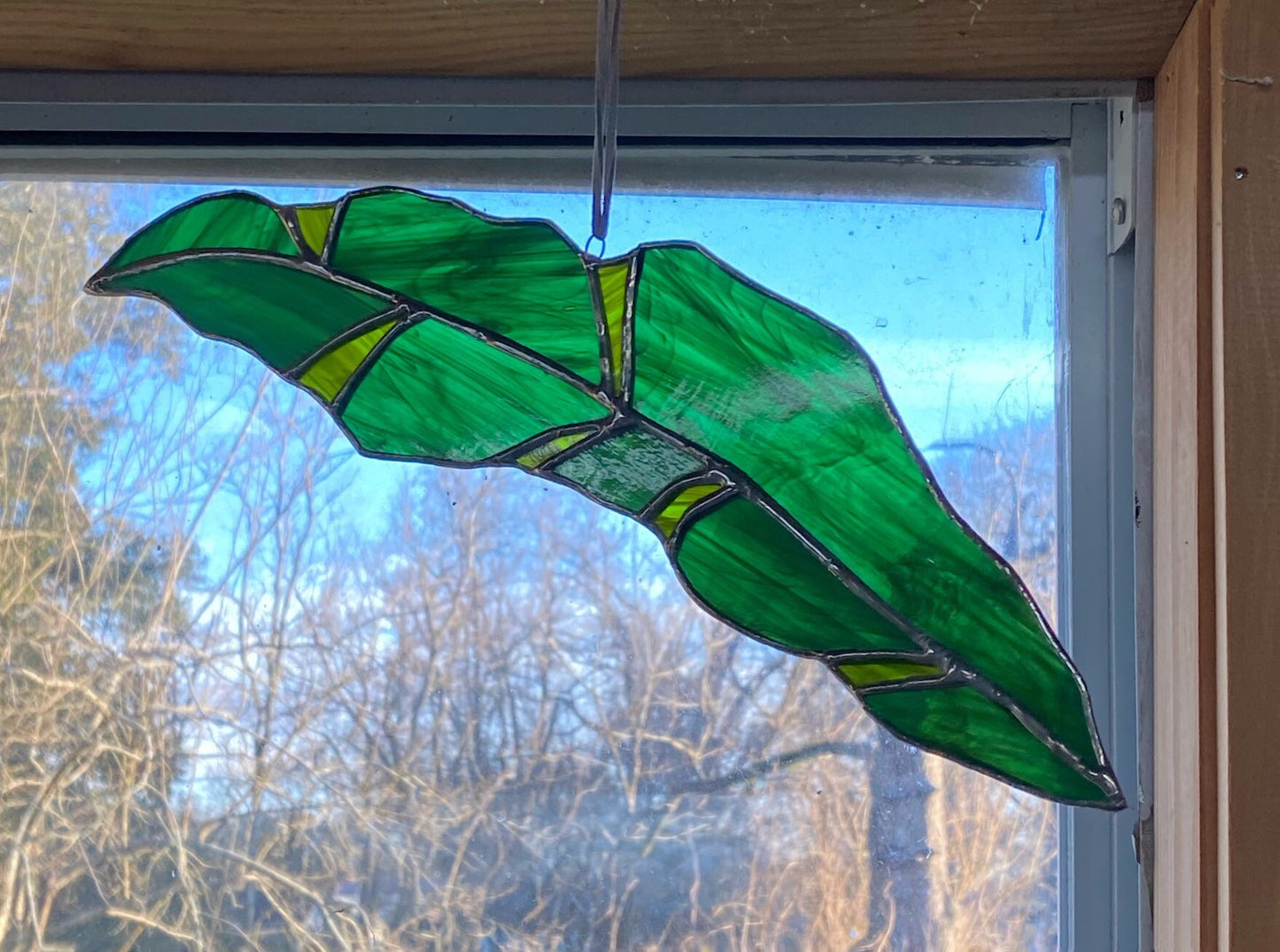 Banana Plant Leaf Stained Glass Sun Catcher