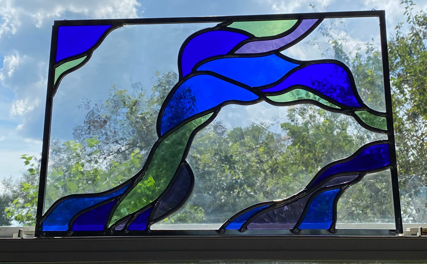 Flow Contemporary Abstract Stained Glass Panel