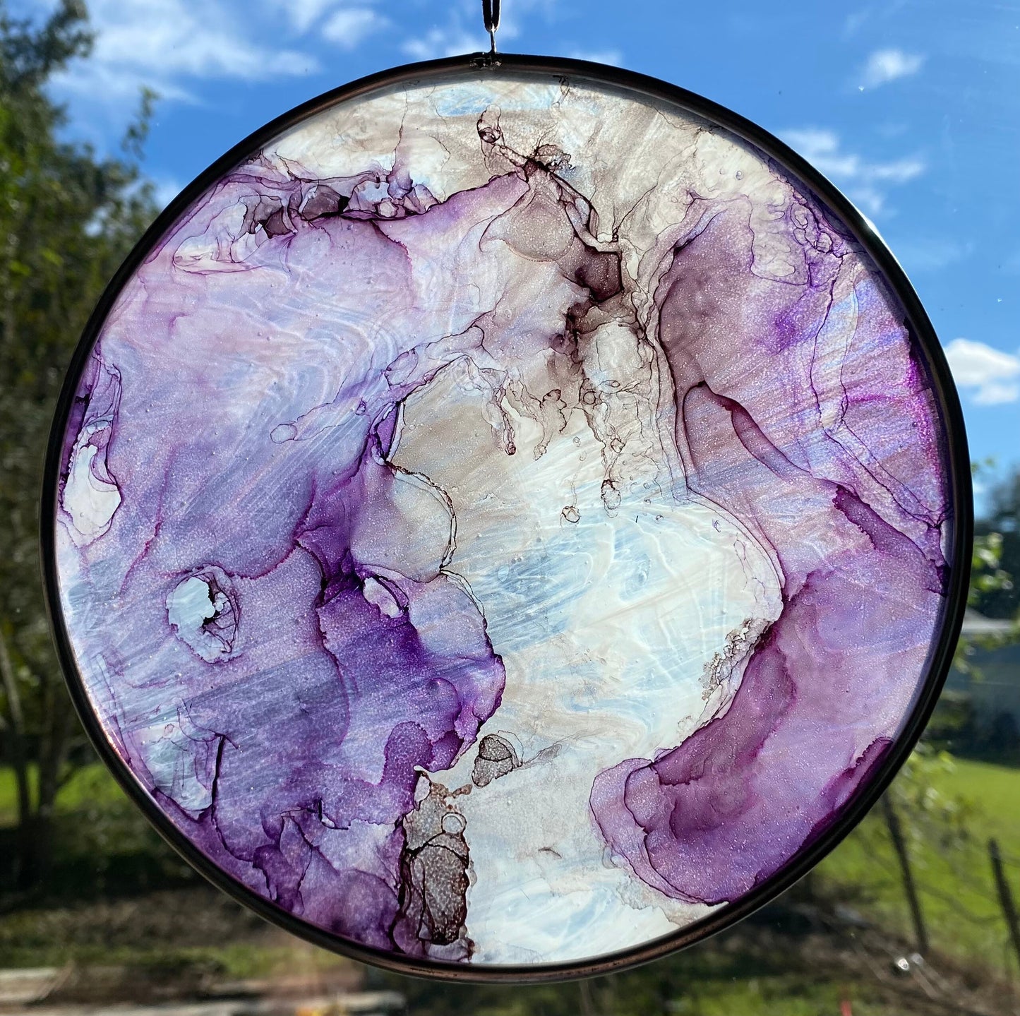 Stained Glass Birthstone Moon with Alcohol Ink