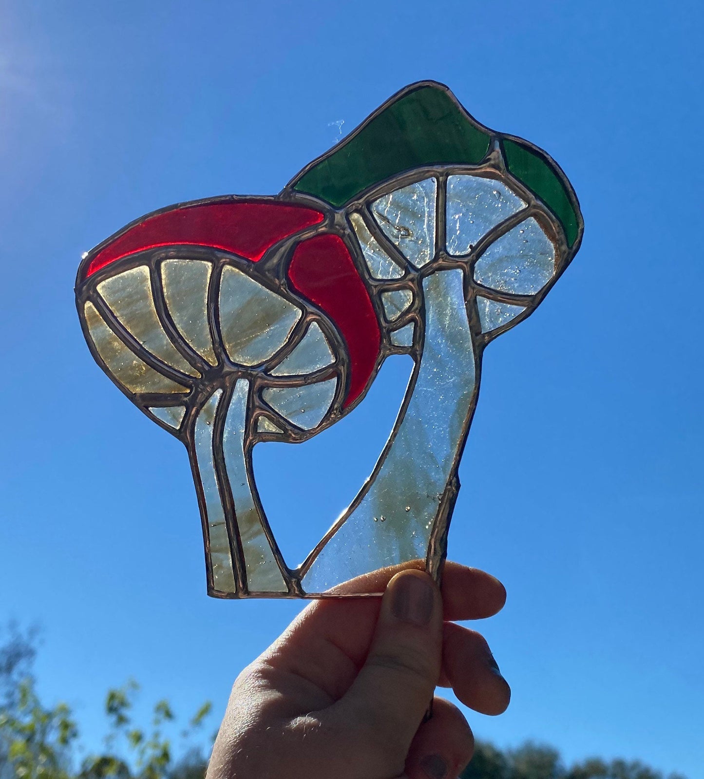 Mushroom Planter Stake Stained Glass