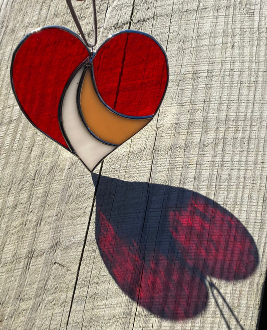 Stained Glass Pastel Heart Sun Catcher