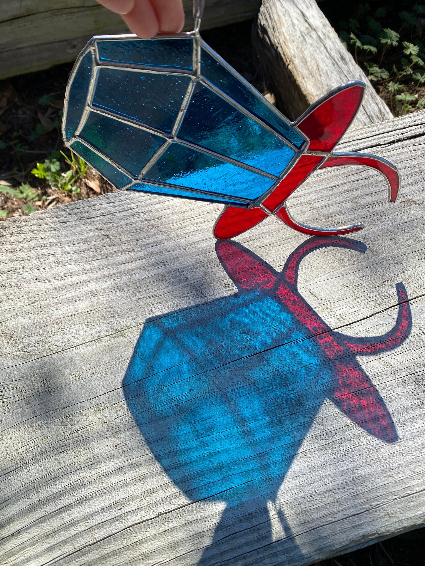 Blue Candy Ring stained glass Valentine sun catcher