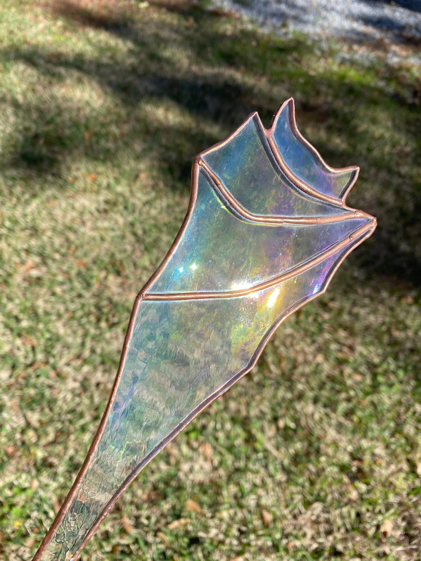 Clear Iridescent Sleepy Bat Stained Glass Bat Sun Catcher