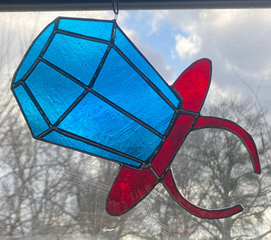 Blue Candy Ring stained glass Valentine sun catcher