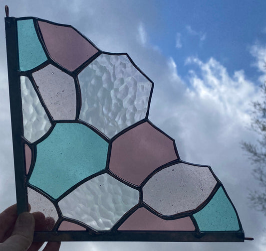 Pastel Whimsical Honeycomb Stained Glass Spinner Corner