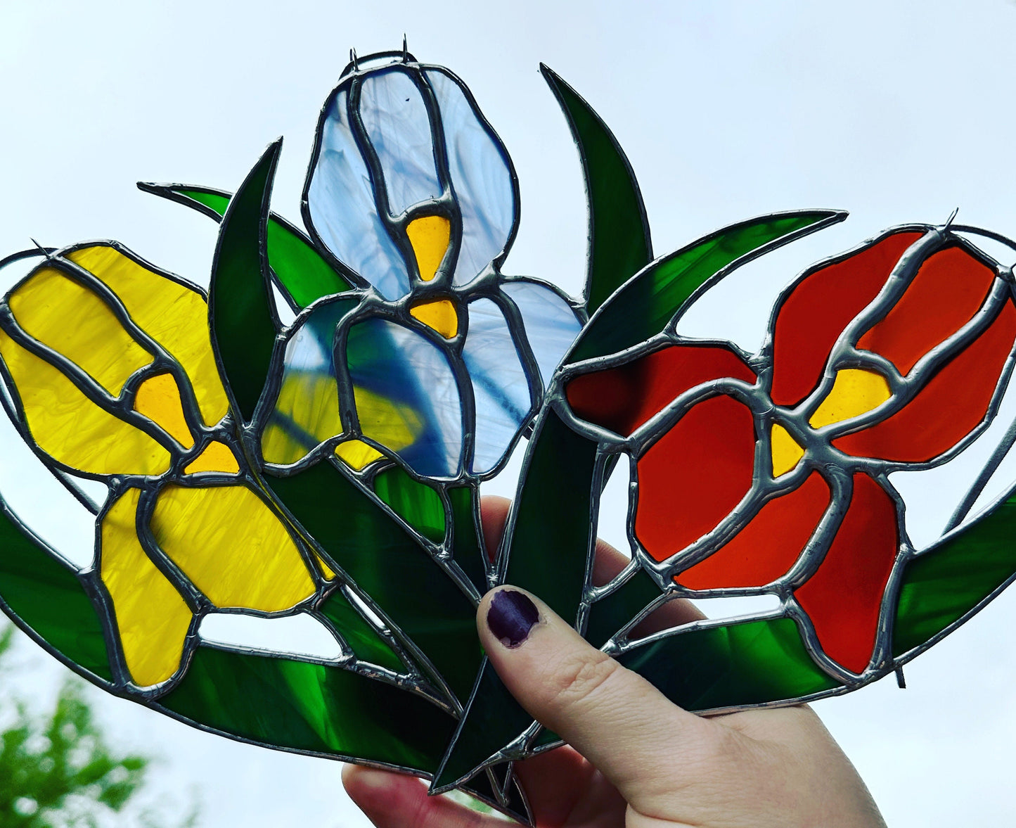 Yellow Iris Stained Glass Sun Catcher