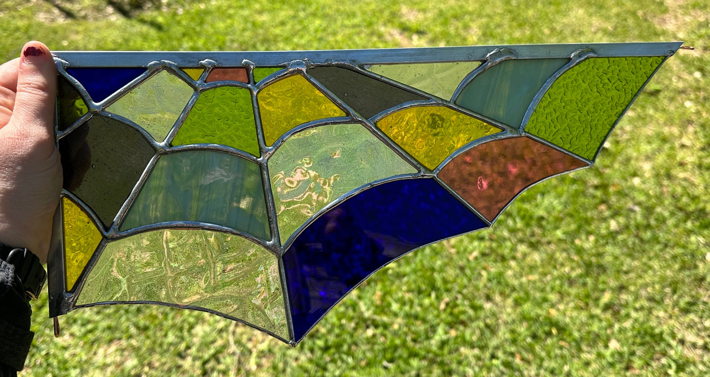 Rainbow Spider Web Corner Stained Glass Spinner