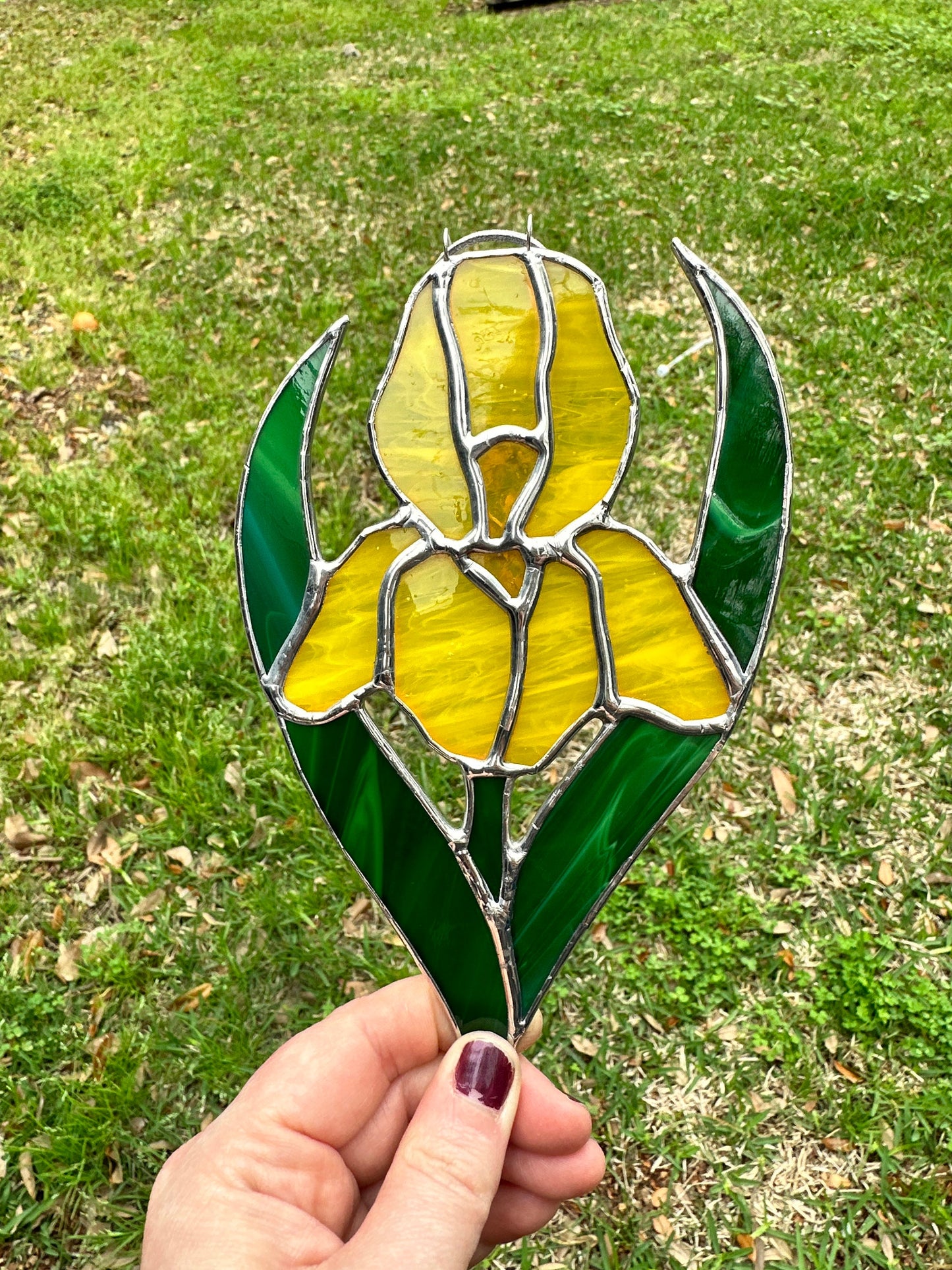 Yellow Iris Stained Glass Sun Catcher