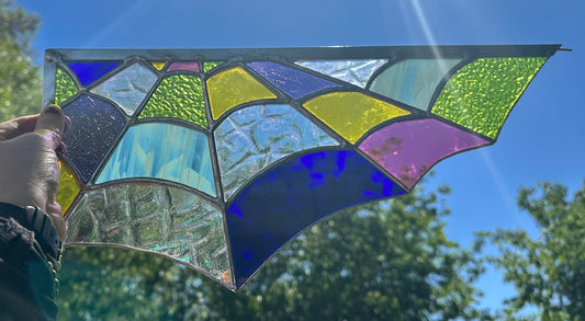 Rainbow Spider Web Corner Stained Glass Spinner