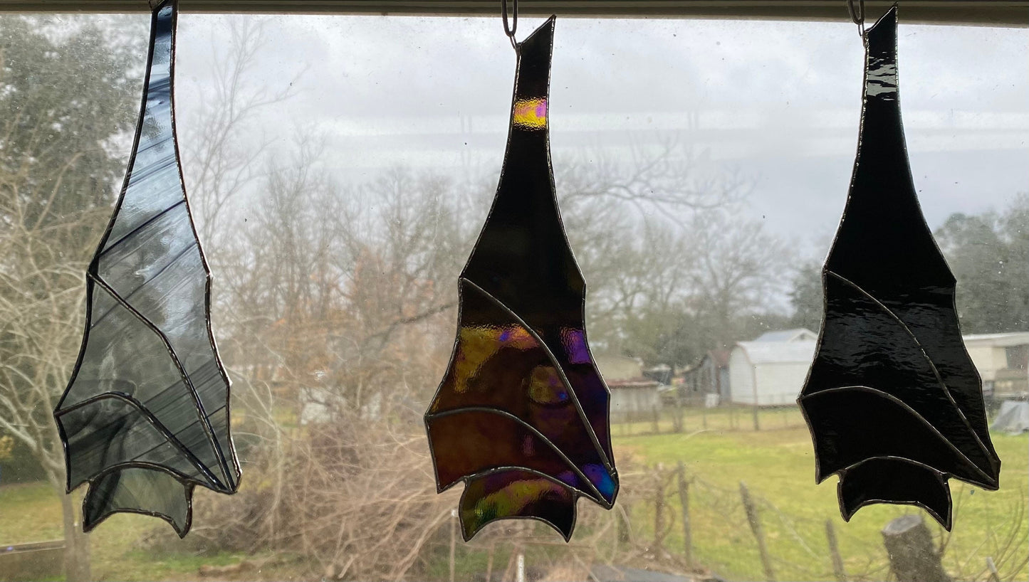 Sleepy Bats Stained Glass Bat Sun Catcher